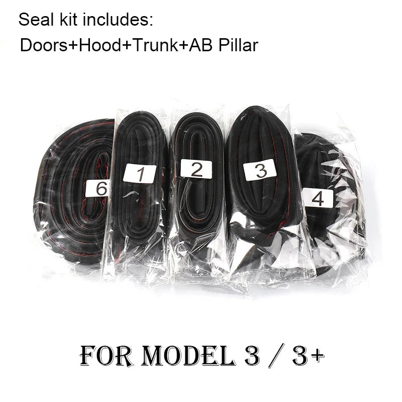 Door Seal Kit, Soundproof Strip & Noise Reducer For Tesla Model Y 3 Model 3 17-24