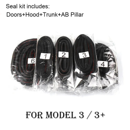 Door Seal Kit, Soundproof Strip & Noise Reducer For Tesla Model Y 3 Model 3 17-24