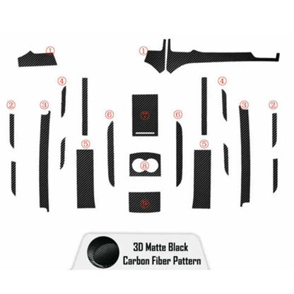 16PCS Carbon Fiber Interior Decoration Center Console Cover Wrap Kit For Tesla Model X/S