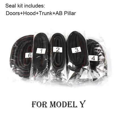 Door Seal Kit, Soundproof Strip & Noise Reducer For Tesla Model Y 3 Model Y 20-24