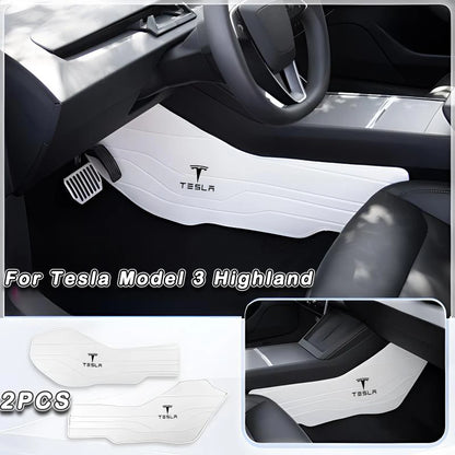 Premium Napa Leather Console Side Protection Pads for Tesla Model Y/3 M3 Highland White