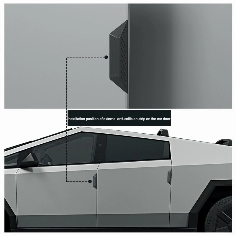 For Tesla Cybertruck 2025 Silicone Door Outside Anti-collision Strip Scratch Resistant Protective Strip Door Handle 4PCS Set