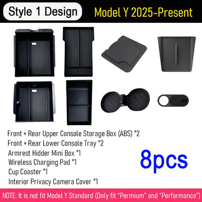 Center Console Organizer Tray for 2026 2025 Tesla Model Y Juniper Style1 (8pcs)