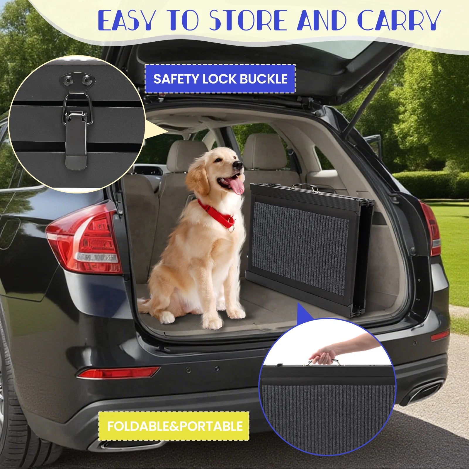 Portable Folding Anti-Slip Dog Ramp for EV Car SUV ,Truck, Bed