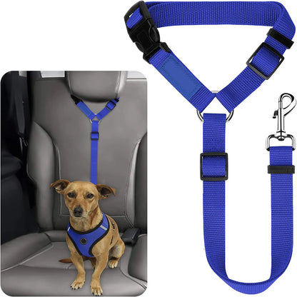 Headrest Restraint Adjustable Pet Dog Cat Seat Belts For EV Cars Dark Blue M