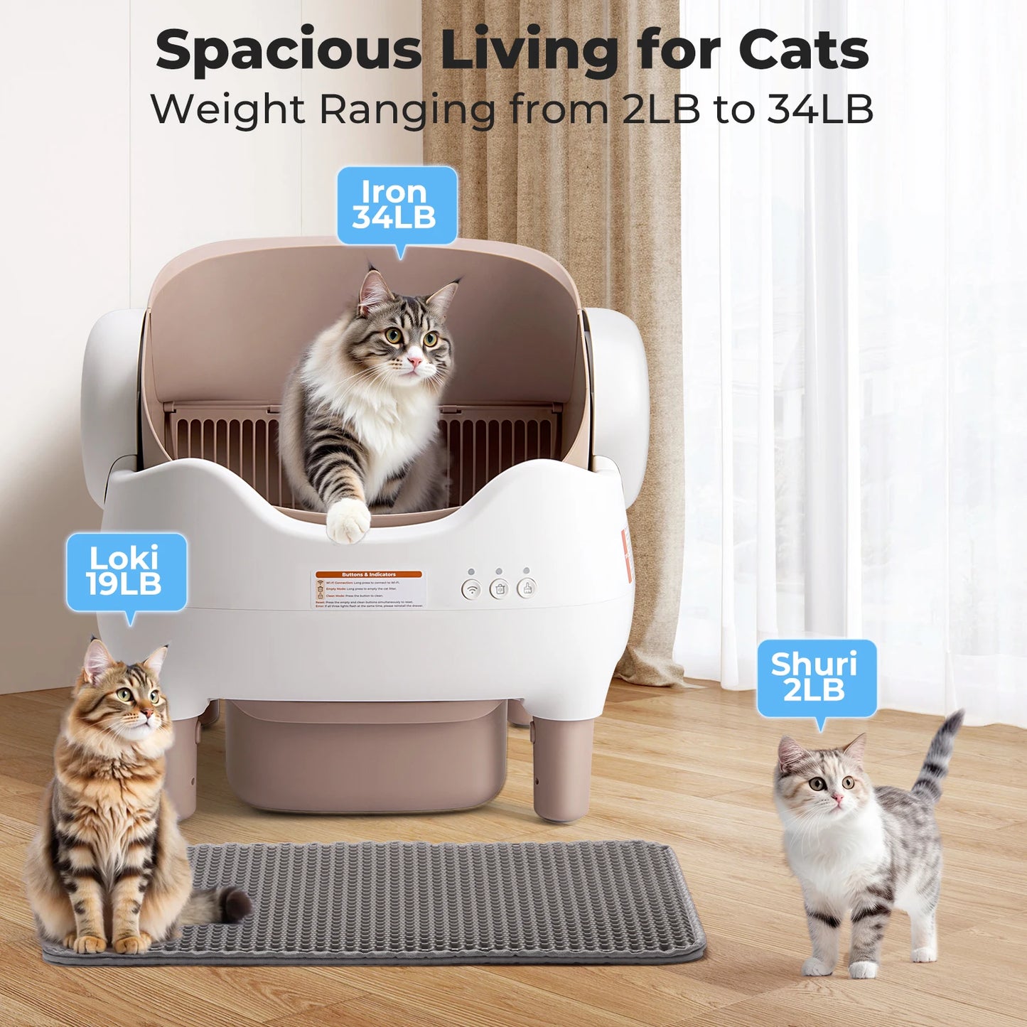 EV Car Travel Cat Litter Box, Self Cleaning Automatic Box with App