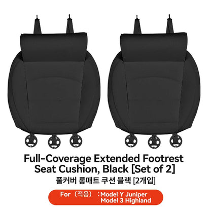 Seat Cover Memory Foam Extender For Tesla Model 3 Y Juniper Black 2 PC Nappa Leather Four Seasons