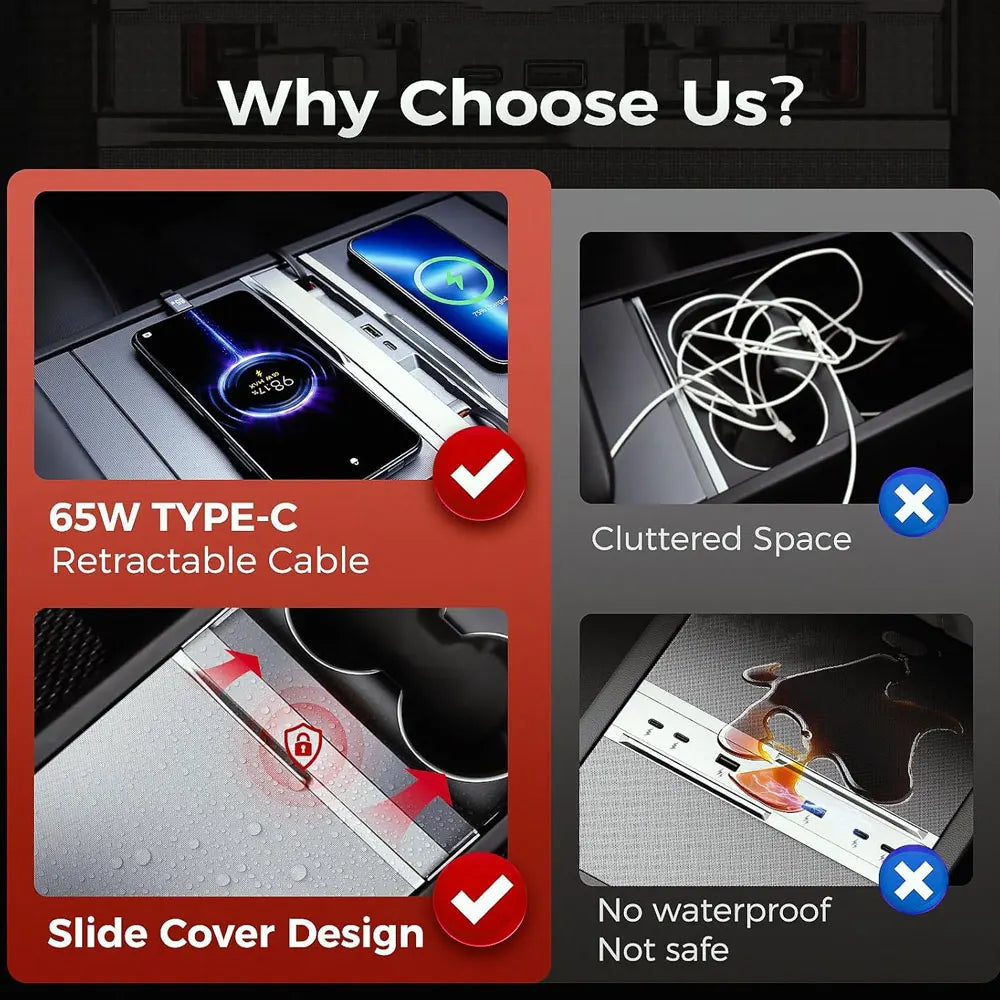 USB Hub Phone Fast Charging For Tesla Model 3 Highland Y Juniper