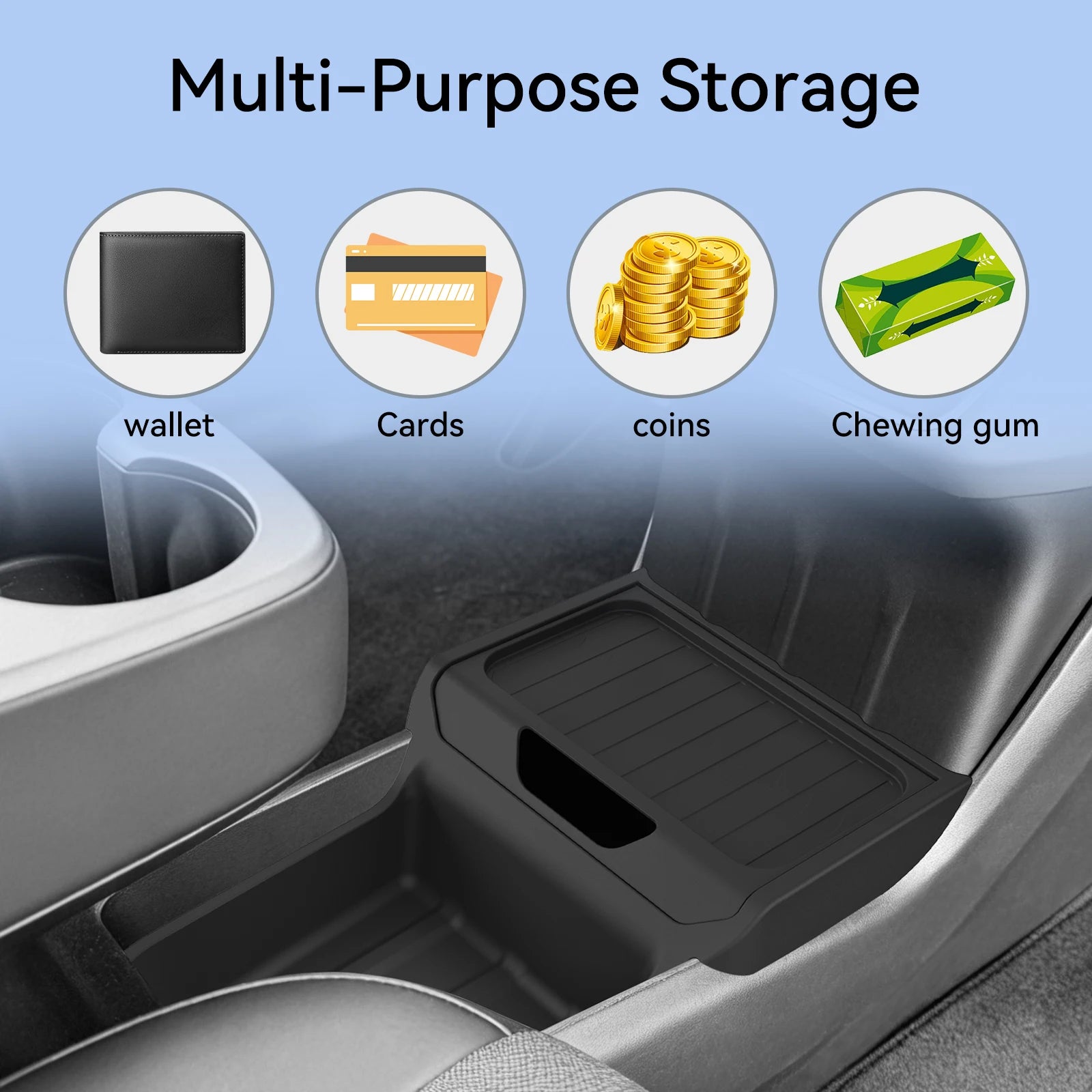 TPE Center Console Storage Box Tray for Tesla Model Y Juniper