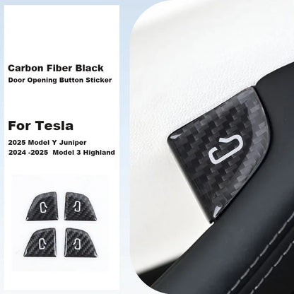 Door Opening Button Carbon Fiber Sticker For Tesla Model Y BLACK 25 Y
