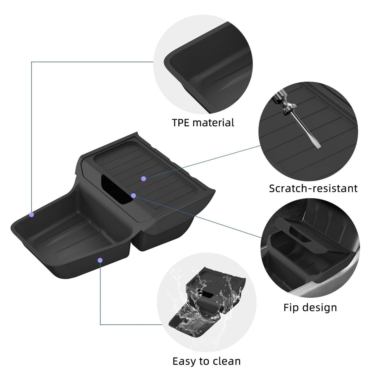 TPE Center Console Storage Box Tray for Tesla Model Y Juniper