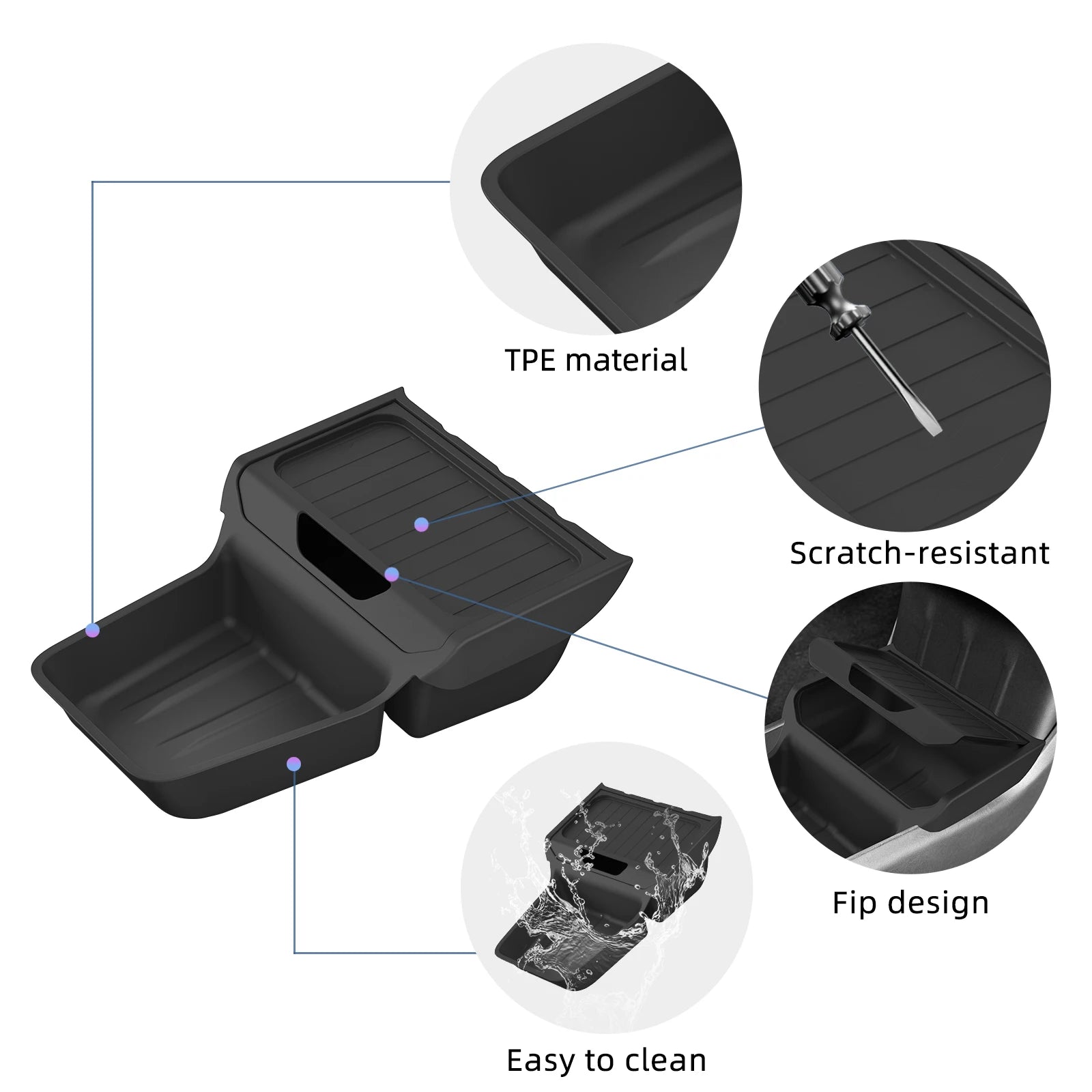 TPE Center Console Storage Box Tray for Tesla Model Y Juniper