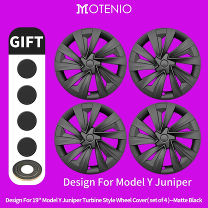 4PCS 19" Wheel Cover Hub Cap for Tesla Model Y Juniper Turbine Matte Black