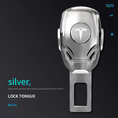 Metal Seat Belt Extension Buckle Protection for Tesla Model Y/3/S/X Silver