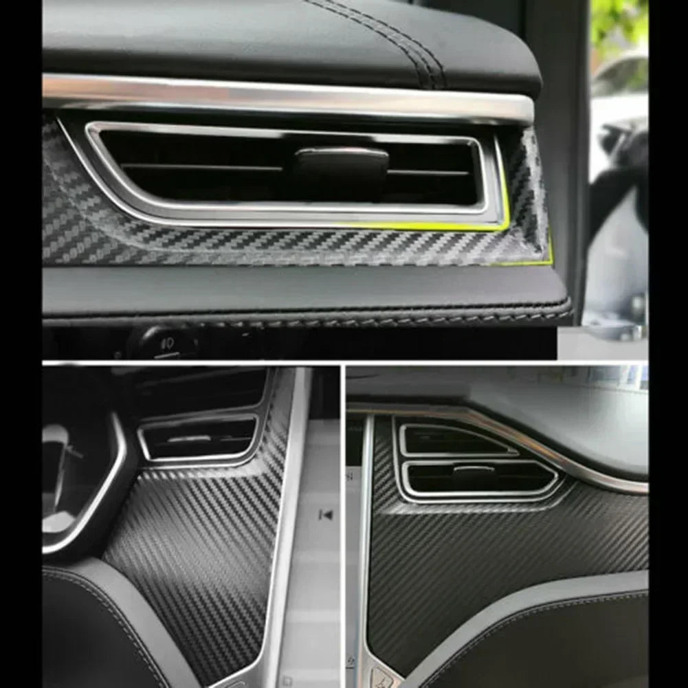 16PCS Carbon Fiber Interior Decoration Center Console Cover Wrap Kit For Tesla Model X/S