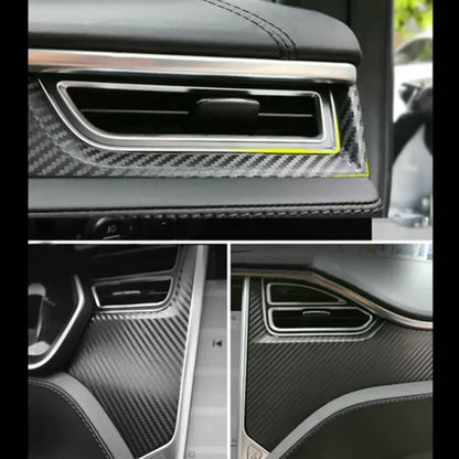 16PCS Carbon Fiber Interior Decoration Center Console Cover Wrap Kit For Tesla Model X/S