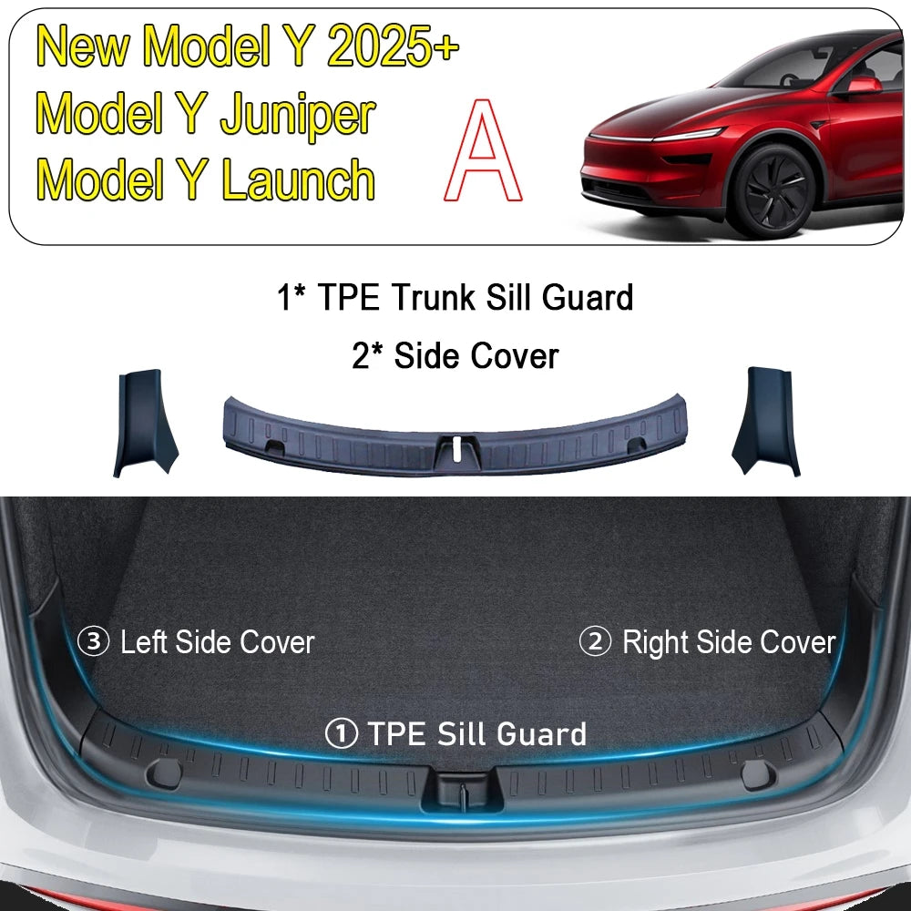 Rear Bumper Guard for 2025 2026 Tesla Model Y Juniper Trunk 3pcs Full Seat A
