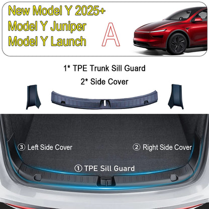 Rear Bumper Guard for 2025 2026 Tesla Model Y Juniper Trunk 3pcs Full Seat A