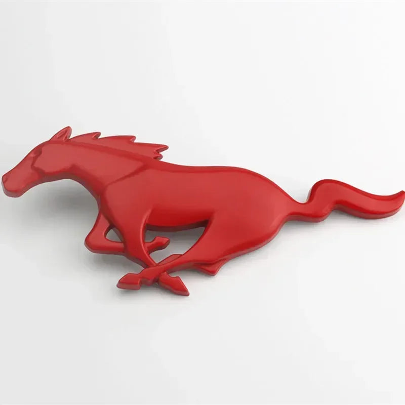 TESLA 20x7.5CM for Mustang 2.3T Shelby V6 V8 GT350 GT500 GT 2015-2017 Car Front Grill Emblem Badge Rear Sticker Running Horse Red