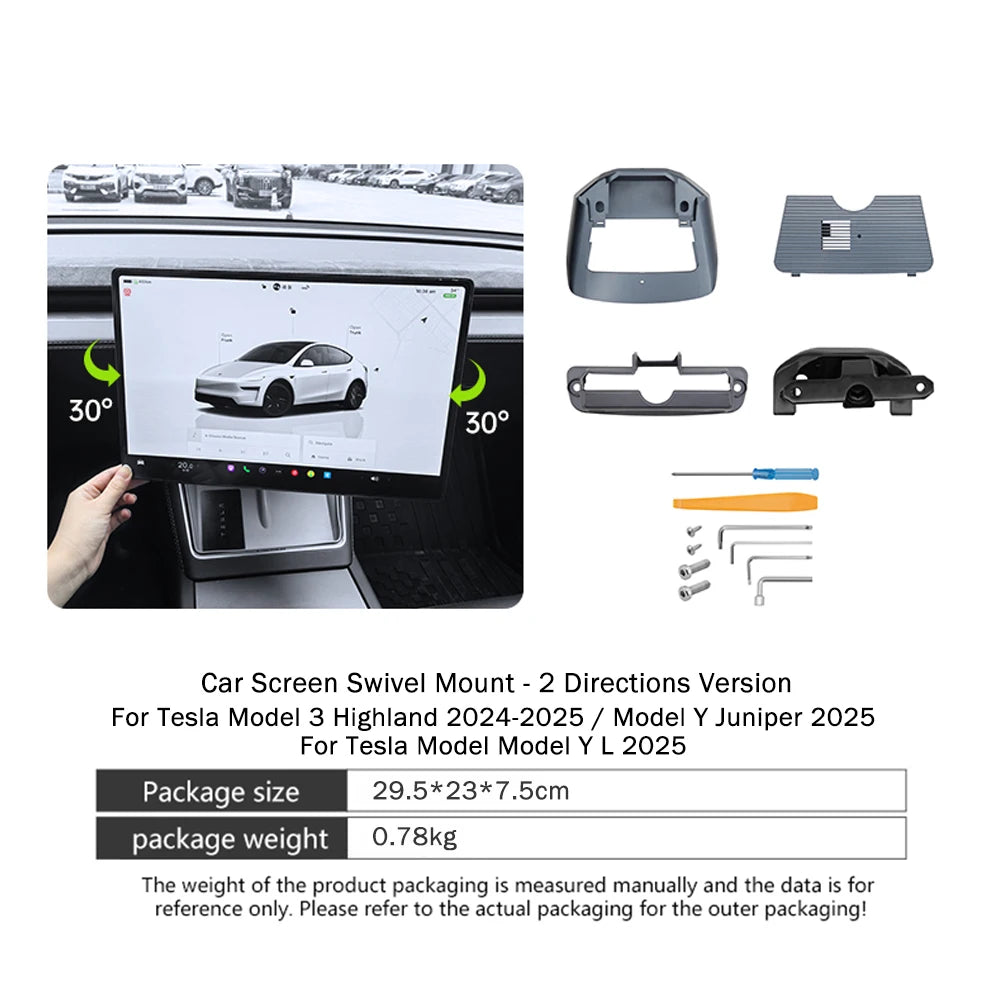 Screen Swivel Mount for Tesla Model Y L Juniper Model 3 Highland 2 Direction