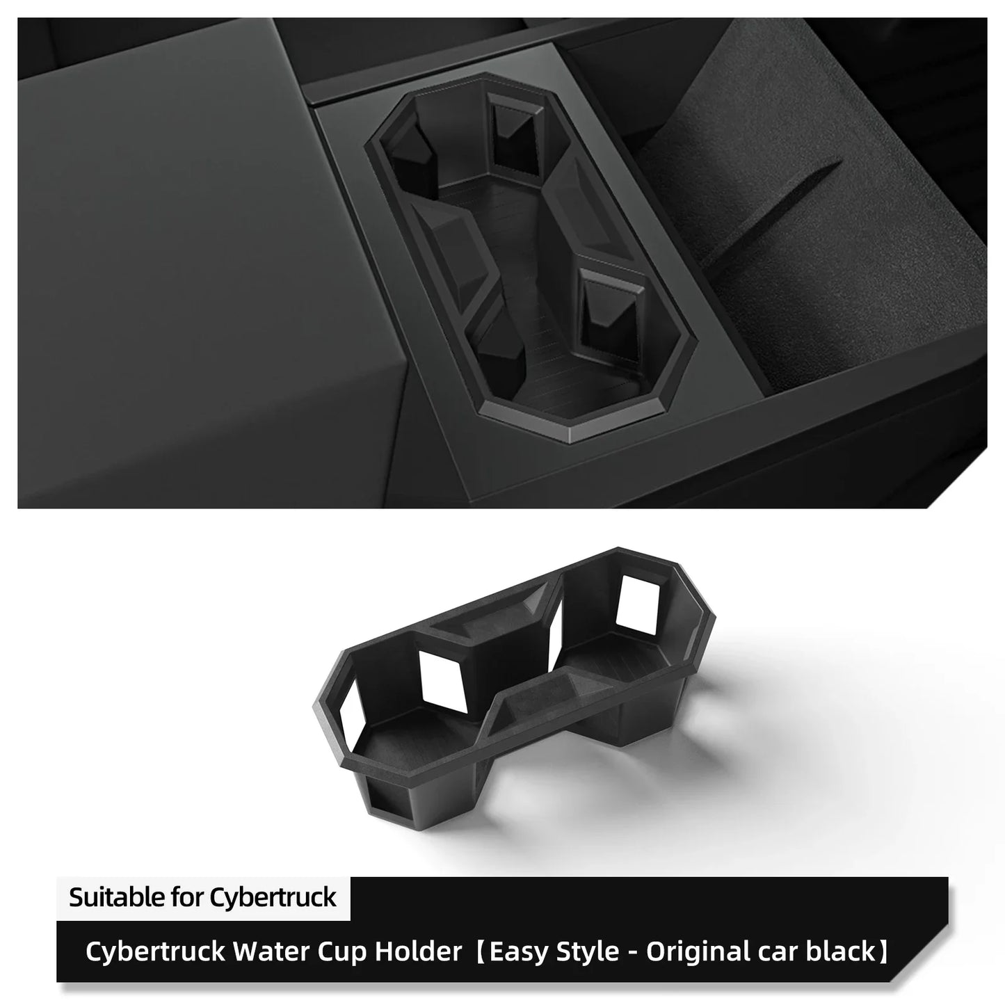 Cybertruck Water Cup Holder Storage Box Silicone Shock-Absorbing Black