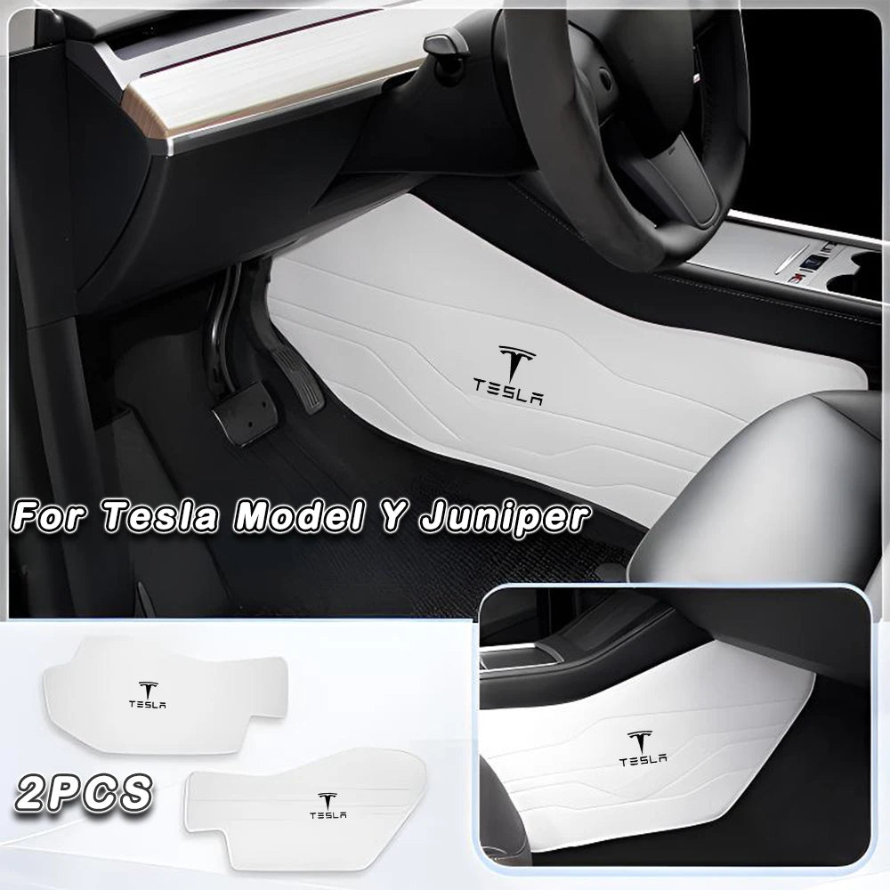 Premium Napa Leather Console Side Protection Pads for Tesla Model Y/3 MY Juniper White