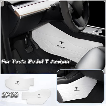 Premium Napa Leather Console Side Protection Pads for Tesla Model Y/3 MY Juniper White