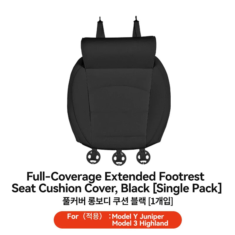 Seat Cover Memory Foam Extender For Tesla Model 3 Y Juniper Black 1 PC Nappa Leather Four Seasons