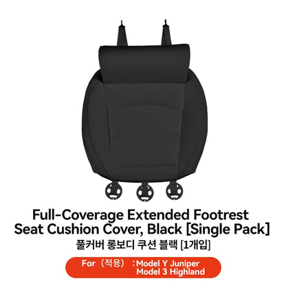 Seat Cover Memory Foam Extender For Tesla Model 3 Y Juniper Black 1 PC Nappa Leather Four Seasons