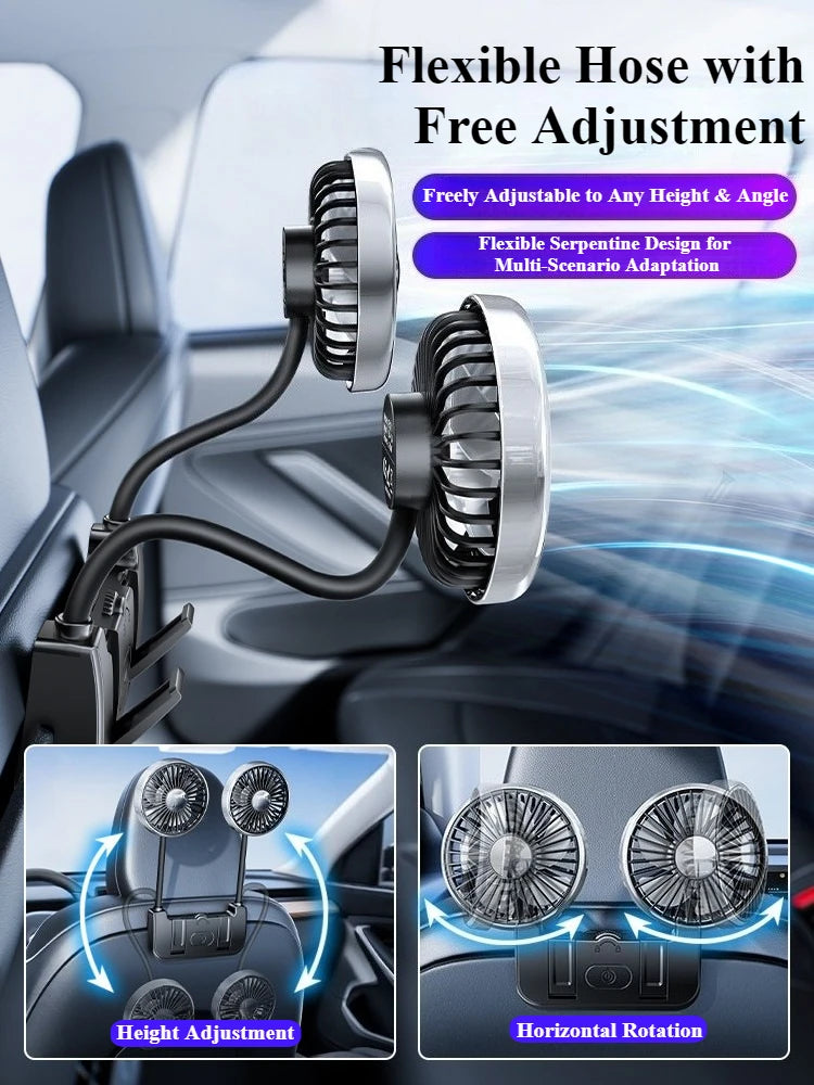 Rear Seat Dual-Head Fan USB Charged Tesla Model 3/Y/S/X