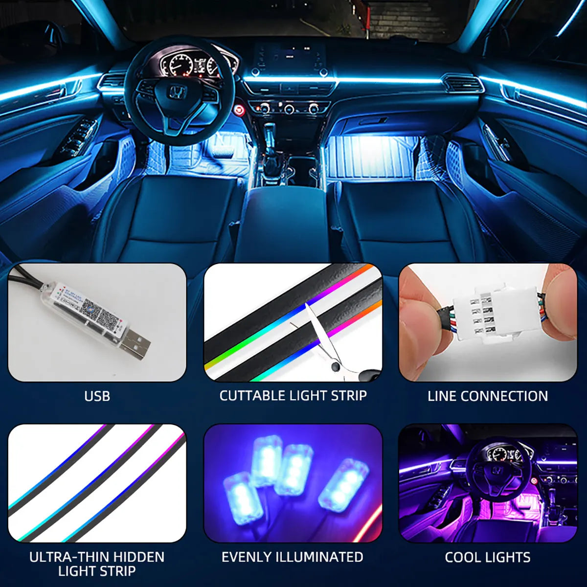RGB Ambient Lights 10-in-1 Footwell Atmosphere for Tesla Model 3/Y/S/X