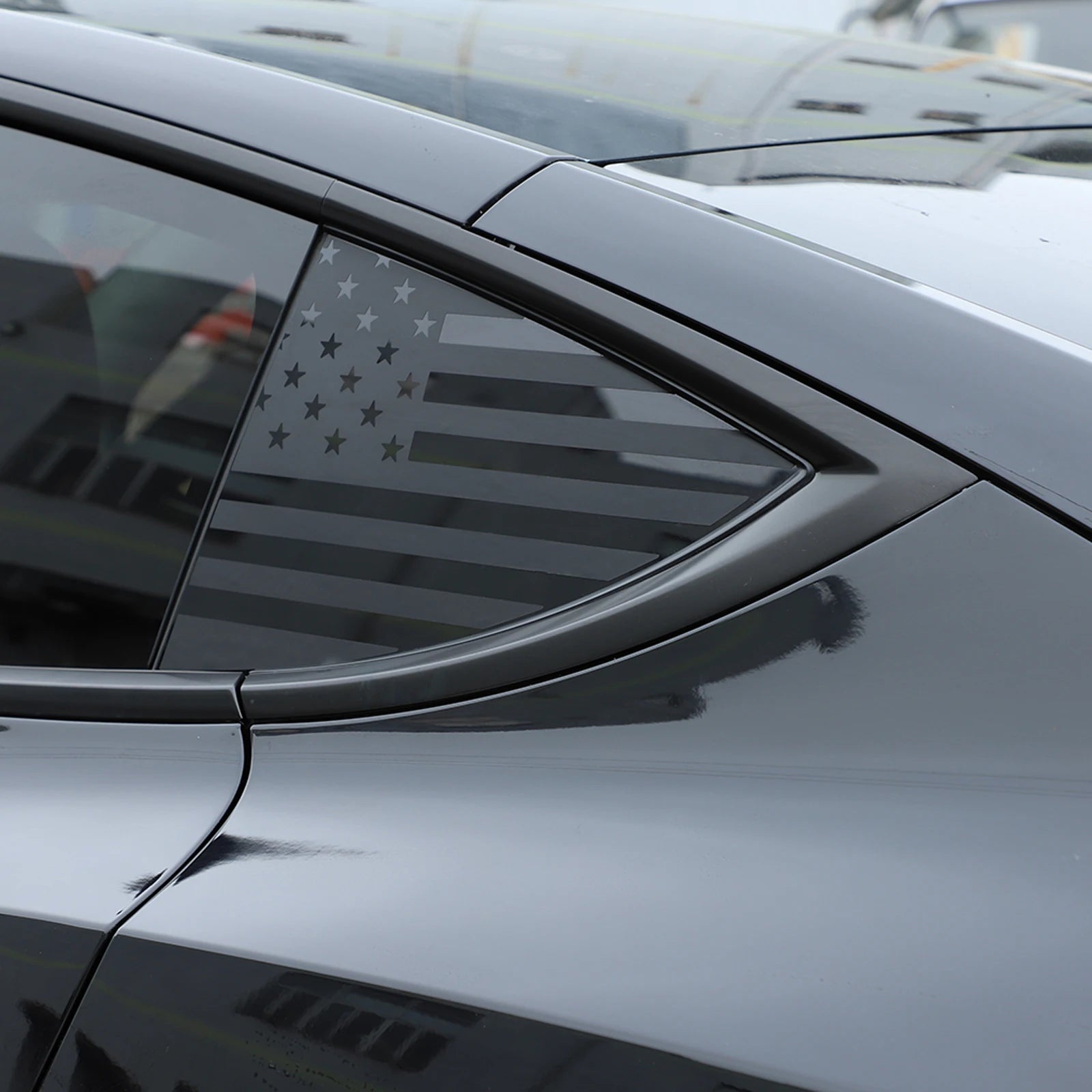 PVC Rear Window Flag Vinyl Decal Trim Sticker For Tesla Model Y