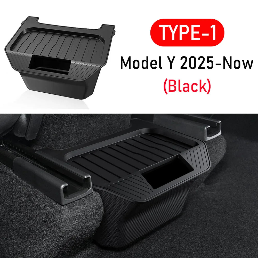Rear Seat Storage Box Trash Can Garbage for Tesla Model Y Juniper TYPE-1 Black