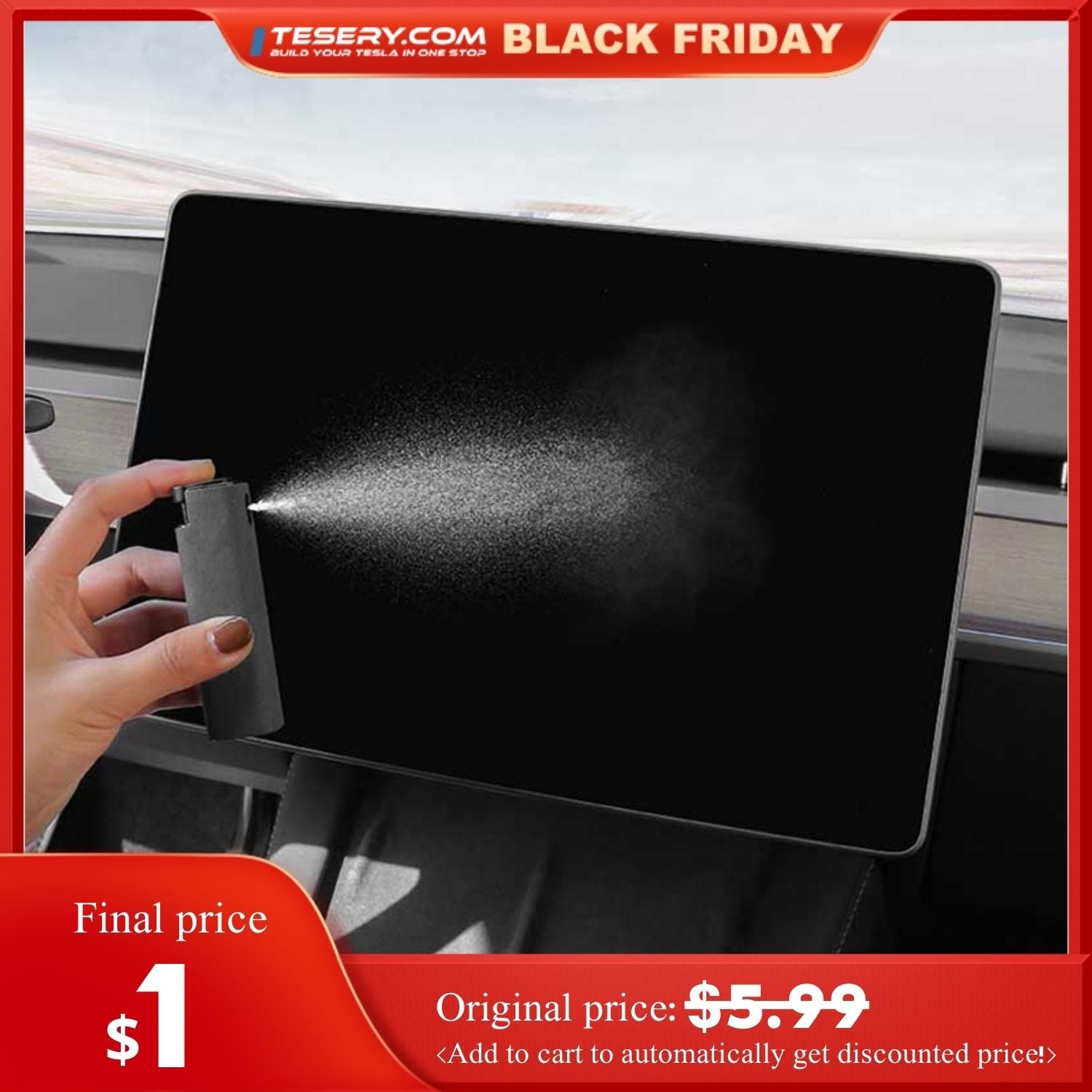 Screen Cleaner for Tesla Model 3/Y/X/S (No liquid）