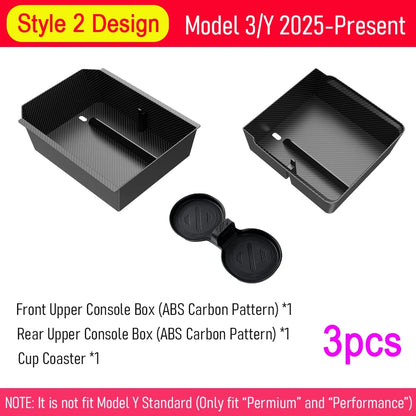 Center Console Organizer Tray for 2026 2025 Tesla Model Y Juniper Style 2 Upper 3pcs