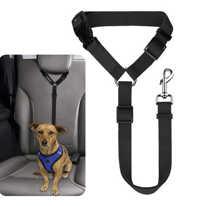 Headrest Restraint Adjustable Pet Dog Cat Seat Belts For EV Cars Black M