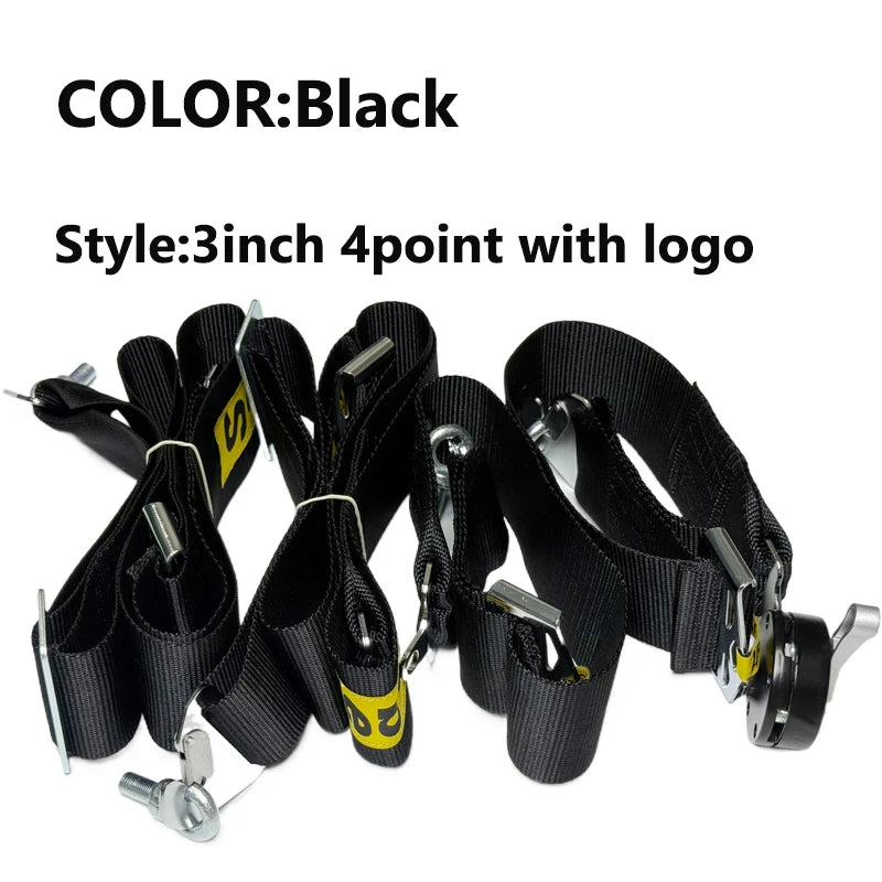 Racing Harness Seat Belt 3" 4 Point Quick Release Nylon Safety Strap BLACK SA