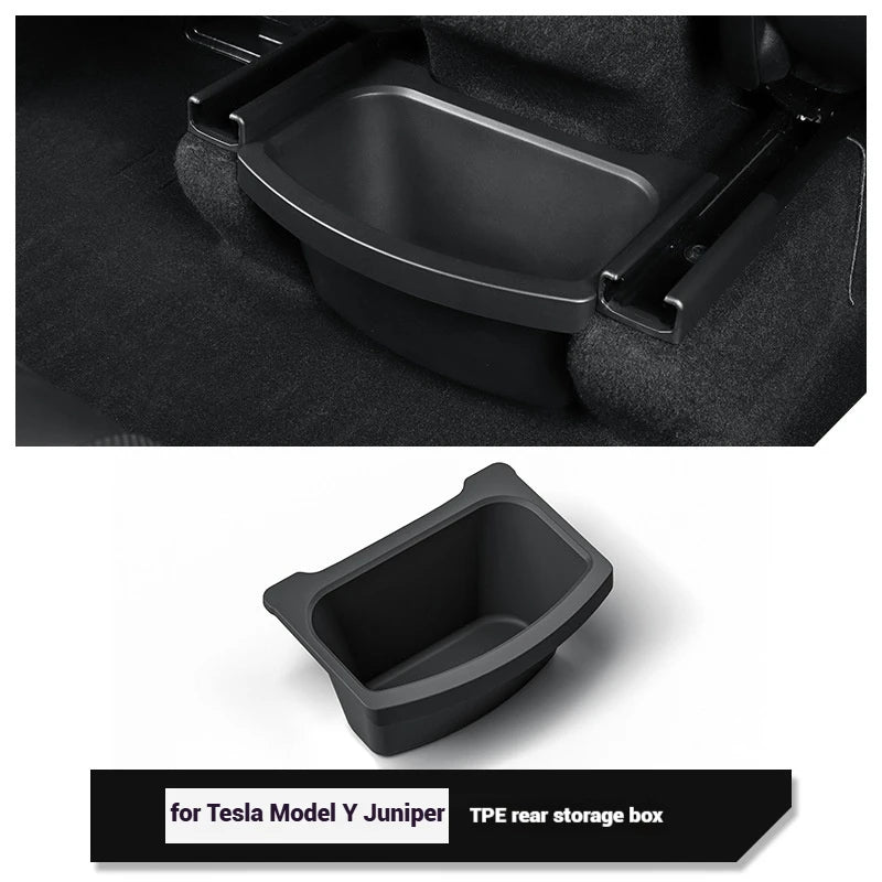 TPE Rear Seat Storage Box for Tesla Model Y Juniper Juniper Without Lid