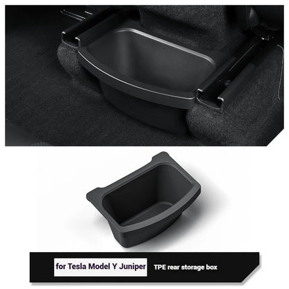 TPE Rear Seat Storage Box for Tesla Model Y Juniper Juniper Without Lid