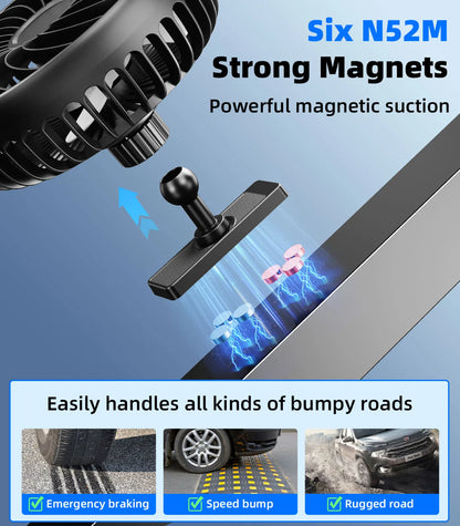 USB Magnetic Portable Car Air Fan For All Cars Travel Camping