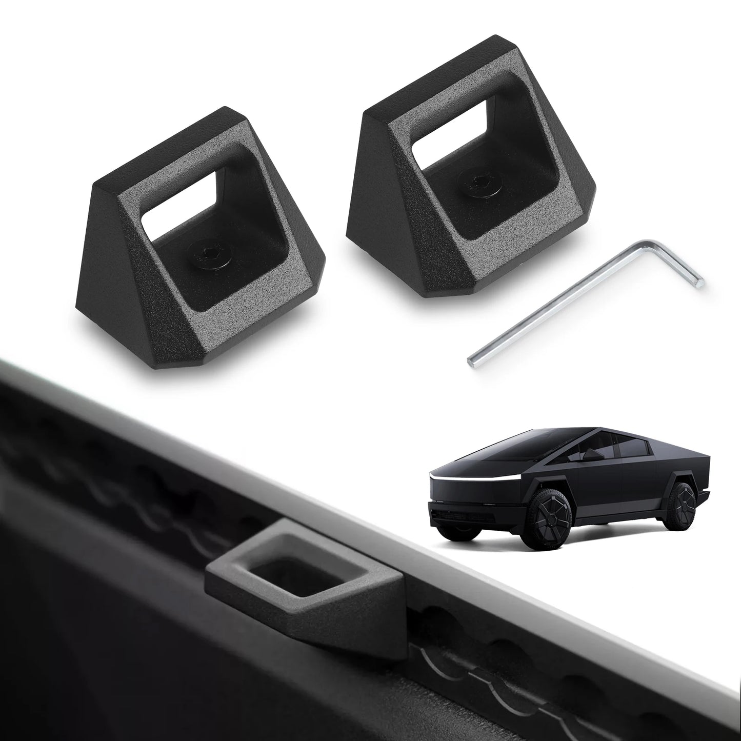 2 PCS Black Truck Bed Rail Track Hooks For Tesla Cybertruck 2025 2024 2023 Heavy Duty Steel L Track Splints Hook Accessories