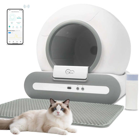 EV Car Travel Cat Litter Box 5L Self-Cleaning App WiFi w/Mat & Bags