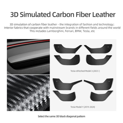 Carbon Fiber Door Anti-kick Pads For Tesla Model 3 Highland Y Juniper