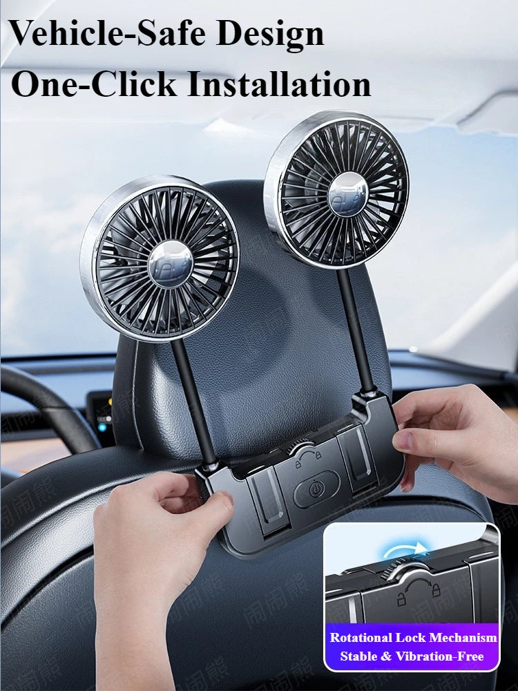 Rear Seat Dual-Head Fan USB Charged Tesla Model 3/Y/S/X