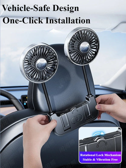 Rear Seat Dual-Head Fan USB Charged Tesla Model 3/Y/S/X