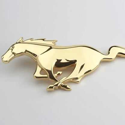 TESLA 20x7.5CM for Mustang 2.3T Shelby V6 V8 GT350 GT500 GT 2015-2017 Car Front Grill Emblem Badge Rear Sticker Running Horse Gold
