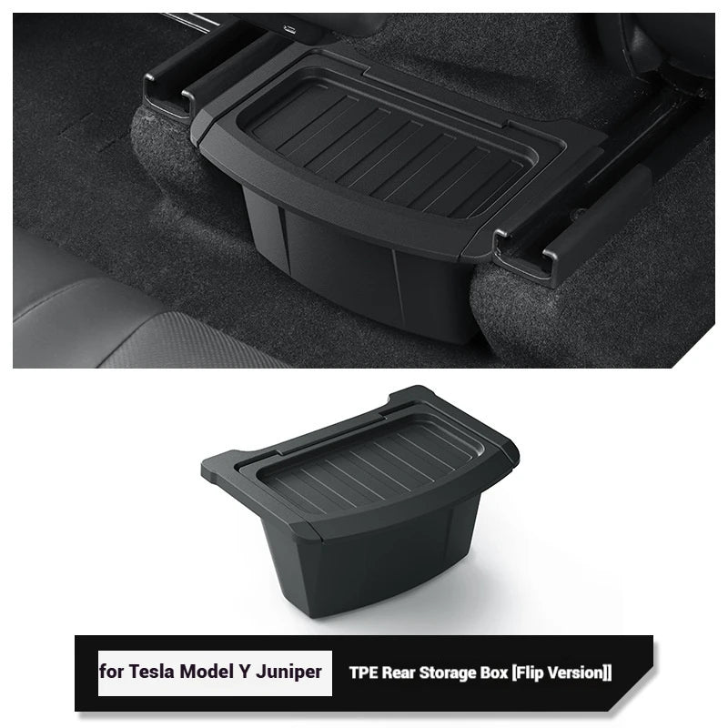 TPE Rear Seat Storage Box for Tesla Model Y Juniper Juniper With Lid