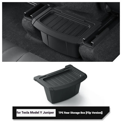 TPE Rear Seat Storage Box for Tesla Model Y Juniper Juniper With Lid