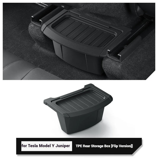 TPE Rear Seat Storage Box for Tesla Model Y Juniper Juniper With Lid