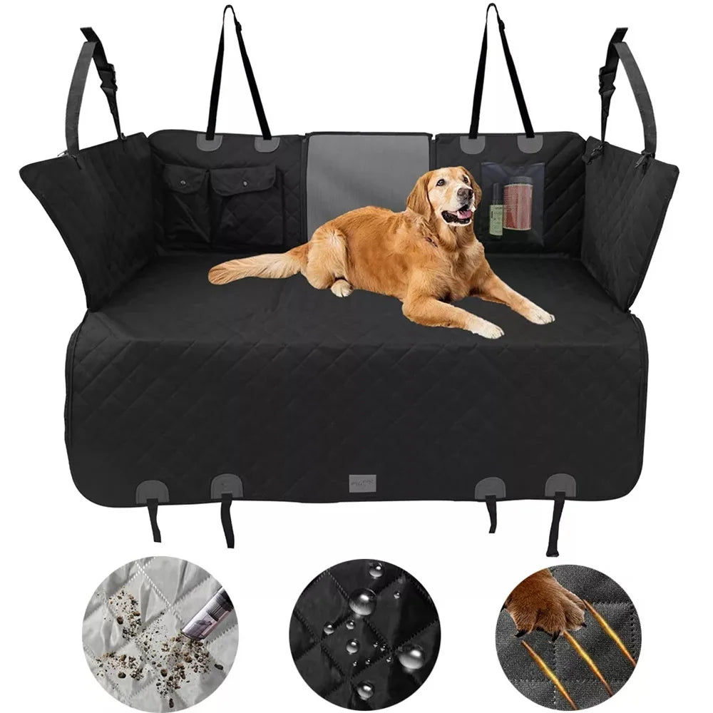 Dog Car Seat Cover Waterproof Back Seat Hammock 220lbs w/ Storage